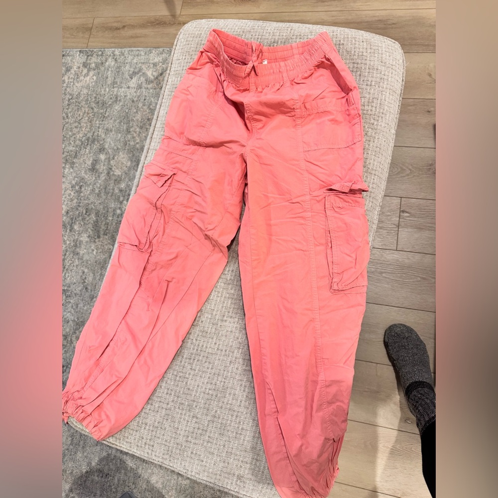 aerie Coral Pink Cargo Track Joggers